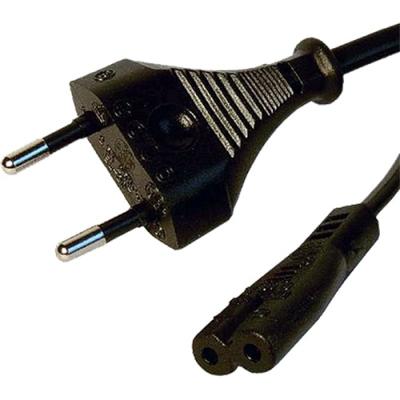 2m Euro Male 2 Pin to Figure 8 (C7) Power Lead Black